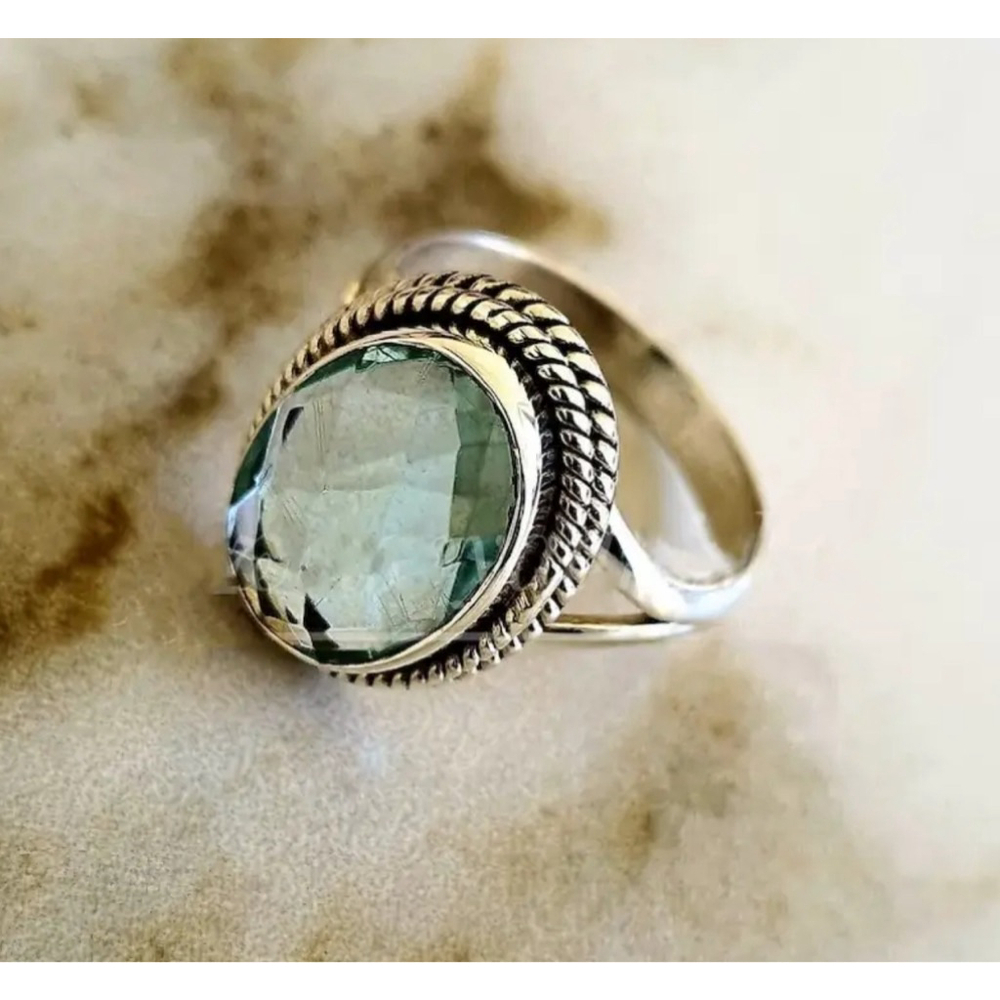 Oval Ocean Blue Zircon Silver Ring